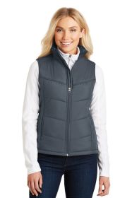Port Authority Ladies Puffy Vest L709 (Color: Dark Slate/ Black, size: XL)