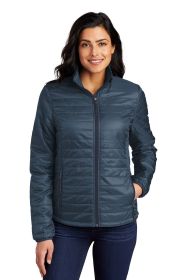 Port Authority Ladies Packable Puffy Jacket L850 (Color: Regatta Blue/ River Blue Navy, size: XL)