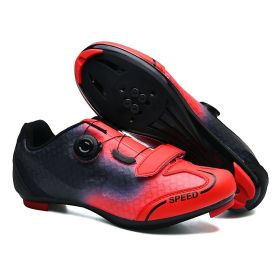 Men Mtb Cycling Shoes Spd Cleats Ultralight Dirt Road Bike Shoes Flat Pedal Racing Speed Sneaker Women Mountain Bicycle Footwear (Color: 2101-3-Red, size: 41)