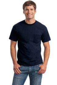 Gildan Ultra Cotton 100% US Cotton T-Shirt with Pocket 2300 (Color: Navy, size: L)