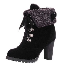 High Heel handmade Boots for Women Fashion PU Leather Pointed Toe Platform Heel Lace Up Shoes (Shoe Size: 35, Color: C)