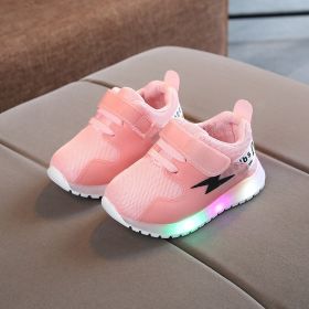 Size 21-30 Children LED Sneakers for Boys Glowing Shoes for Baby Girls Toddler Shoes with Light Up Sole Luminous Sneakers Tenis (Color: Pink, size: 28(Insole 16.5cm))
