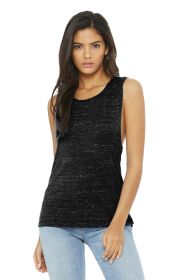 BELLA+CANVAS Women's Flowy Scoop Muscle Tank BC8803 (Color: Black Marble, size: XL)