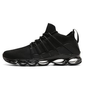 Casual Shoes Breathable Sneakers Mesh Boy Men Hot Comfortable Sport New Tenis Red Black Gray Spring Summer Autumn Blade Big Size (Color: Black, size: 47)