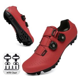 Mountain Cycling Shoes MTB Men Sports Road Bike Shoes Self-Locking SPD Cleat Bicycle Footwear Racing Women Speed Cycling Sneaker (Color: red mtb cleat, size: 39)