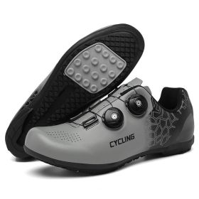 Mtb Cycling Shoes Men Mountain Bike Footwear Women Bike Boots Road Speed Bicycle Sneaker Flat Cleat SPD Riding Racing Sneakers (Color: grey rubber, size: 37)