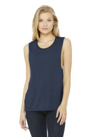 BELLA+CANVAS Women's Flowy Scoop Muscle Tank BC8803 (Color: Heather Navy, size: L)