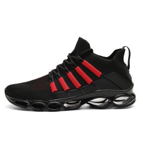 Casual Shoes Breathable Sneakers Mesh Boy Men Hot Comfortable Sport New Tenis Red Black Gray Spring Summer Autumn Blade Big Size (Color: black red, size: 44)
