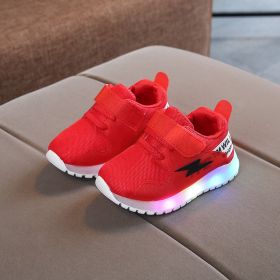 Size 21-30 Children LED Sneakers for Boys Glowing Shoes for Baby Girls Toddler Shoes with Light Up Sole Luminous Sneakers Tenis (Color: Red, size: 28(Insole 16.5cm))